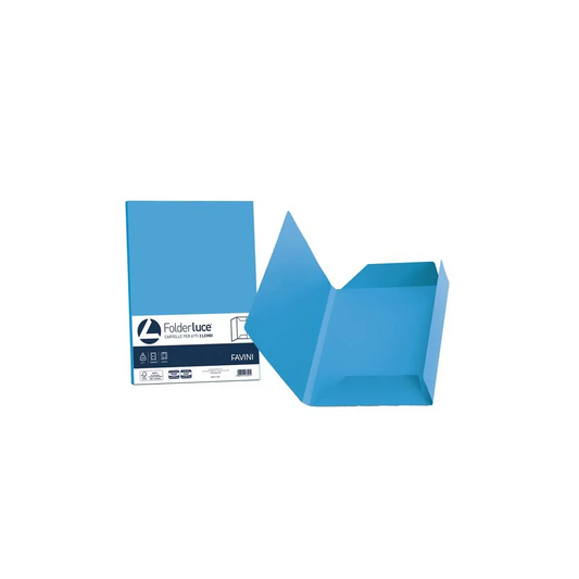 FG038 Cartelline in Cartoncino 3 Lembi, azzurro (conf. 25 pezzi )