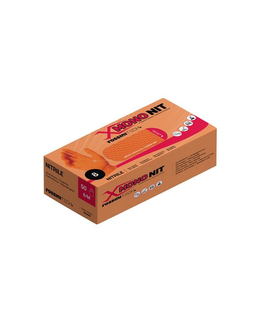 Scatola 50 pz Guanto monouso nitrile 7.0mil, arancione, diamantato, senza polvere (min 2 confezioni)