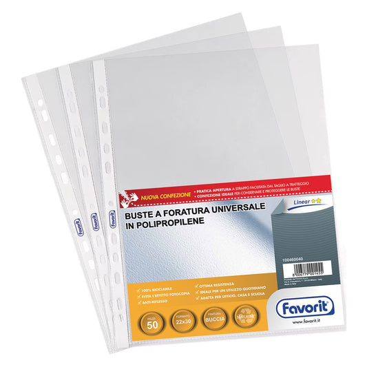 FG003 Buste a foratura universale Favorit, 22 x 30 cm goffrate (conf. da 50 pz)
